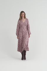 Womens pink floral viscose dress